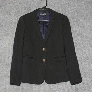 Rag & Bone Blazer Womens 4 Black Gold Crest Button Cotton Blend Scoop NYC